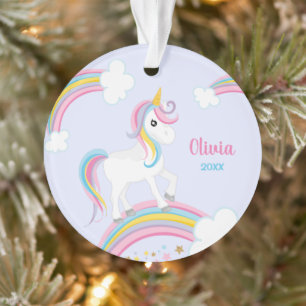 Ornamento Mágico Rainbow Unicorn Purple Personalizado