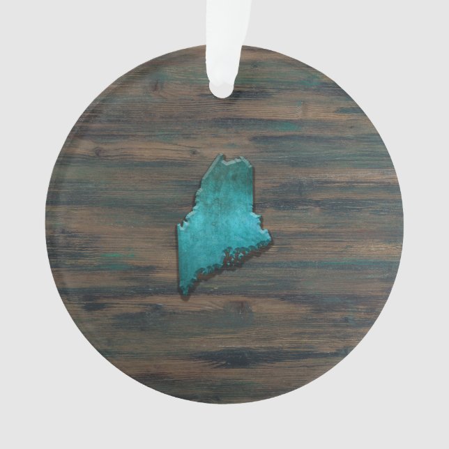 Ornamento Maine State Shape Teal (Frente)