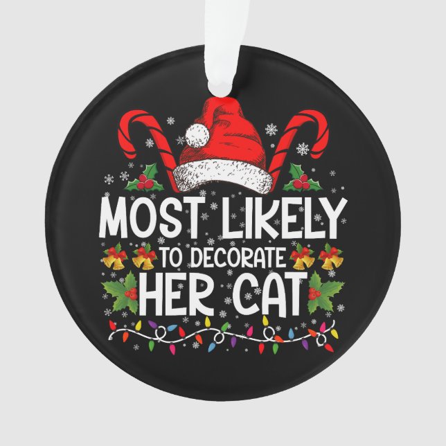 Ornamento Mais Propensa a Decorar sua Família de Gatos Combi (Frente)