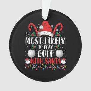 Ornamento Mais Propenso a Jogar Golfe com o Papai Noel Famíl