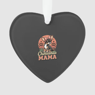 Ornamento Mamãe Chihuahua Fofa com Laço Mãe de Cachorro