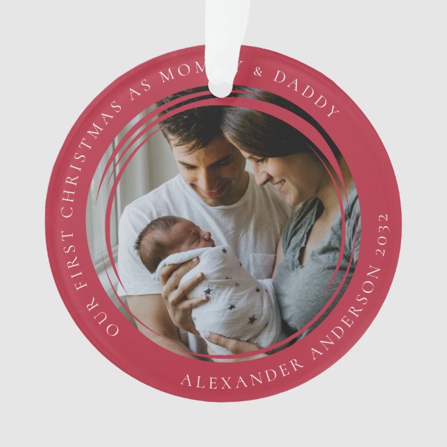 Ornamento Mamãe e Pai Primeiro Natal (Frente)
