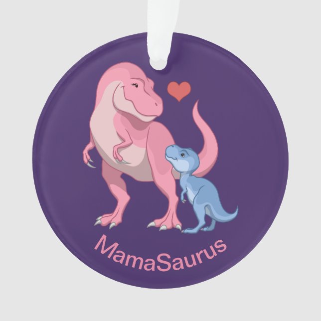 Ornamento MamaSaurus T-Rex e dinossauros do bebé (Frente)
