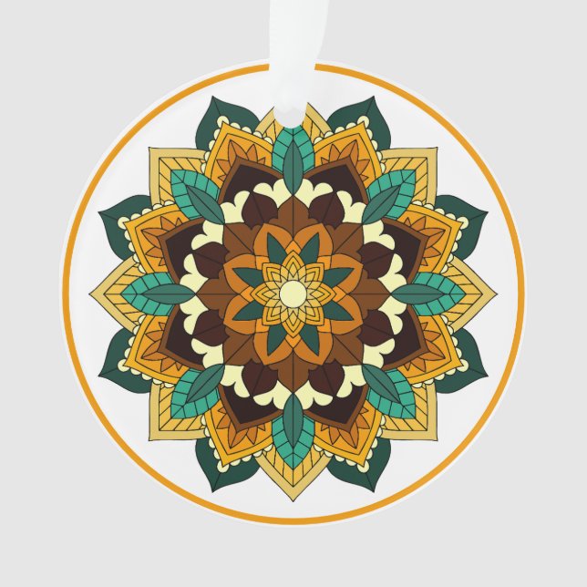 Ornamento Mandala Padrão 02 em amarelo e em tom (Frente)