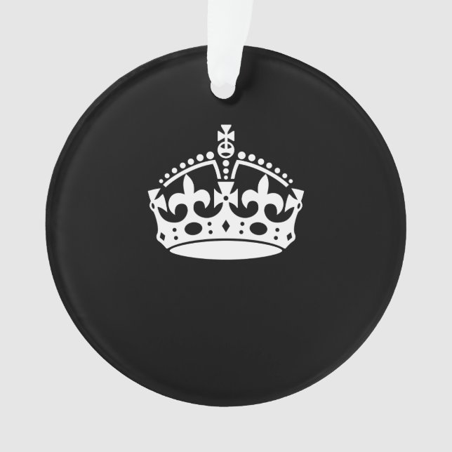 Ornamento Mantenha a Coroa Calma em Preto Sólido (Frente)