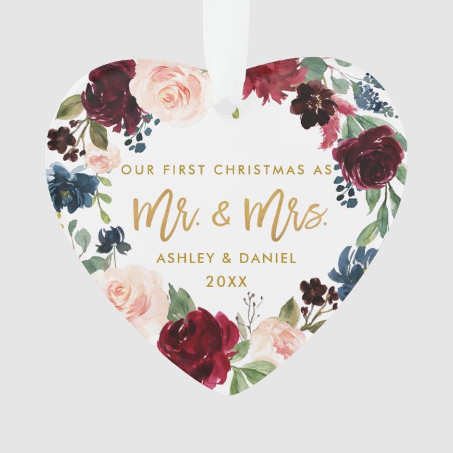 Ornamento Manuscrito Dourado Floral de Aquarela Primeiro Nat (Frente)