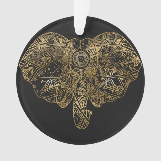 Ornamento Mão de Elefante Bonita desenhada Henna floral (Frente)