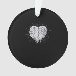 Ornamento Mão Monocromática De Esqueleto Com Cardíaco Clássi