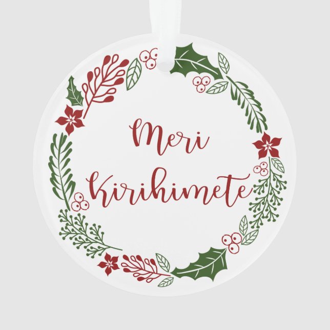 Ornamento Māori Merry Christmas Wreath, Meri Kirihimete (Verso)