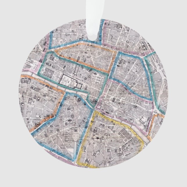 Ornamento Mapa antigo de Paris (Frente)
