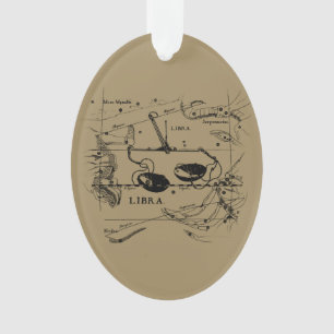 Ornamento Mapa da Constelação de Libra Hevelius cerca de 1