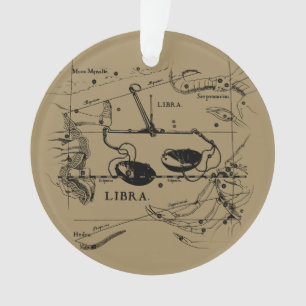 Ornamento Mapa da Constelação de Libra Hevelius cerca de 1