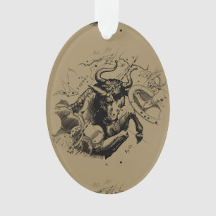 Ornamento Mapa da Constelação Taurus por Hevelius cerca de