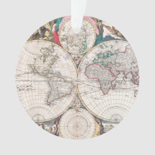 Ornamento Mapa do mundo antigo do Dobro-Hemisfério