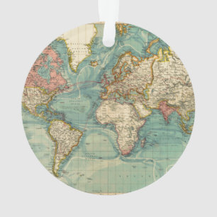 Ornamento Mapa do Mundo Vintage