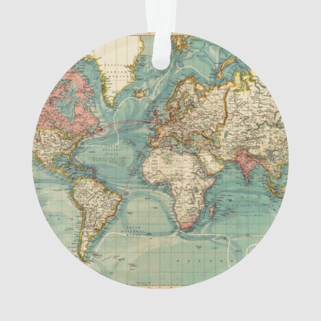 Ornamento Mapa do Mundo Vintage (Verso)