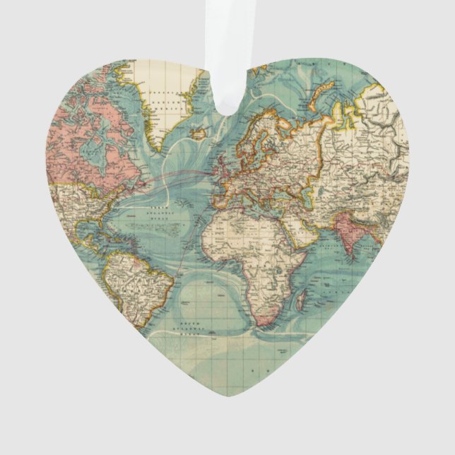 Ornamento Mapa do Mundo Vintage (Verso)