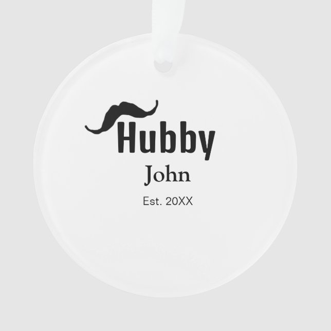Ornamento marido Hubby adiciona nome data ano bigode simples (Frente)