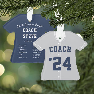 Ornamento Marinho Blue & Cinza Baseball Coach Team Jersey