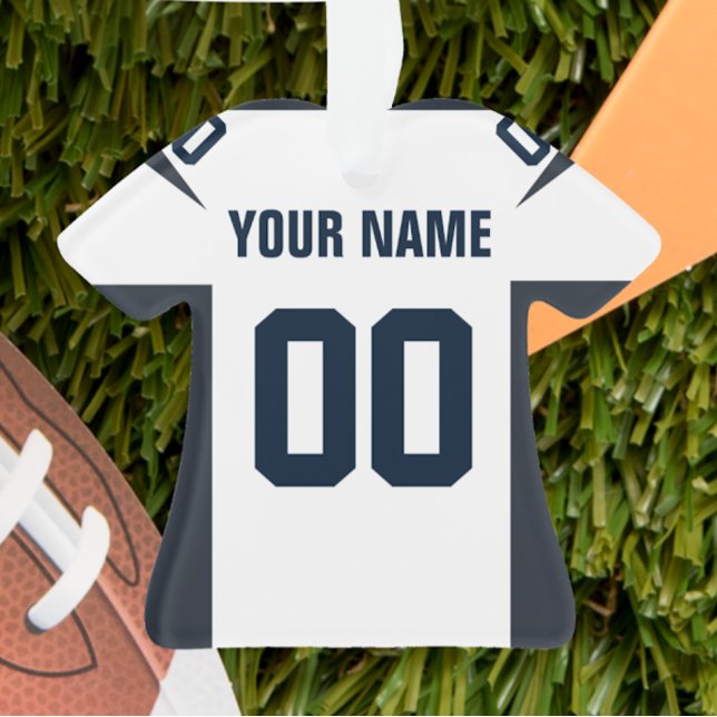 Ornamento Marinho de futebol, Red & White Jersey Ornament (Criador carregado)