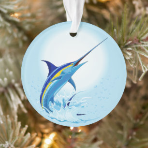 Ornamento Marlin Azul Saltando do Oceano