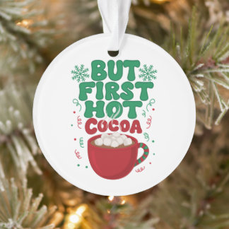 Ornamento Mas Primeiro Chocolate Quente Natal Marshmallow Na