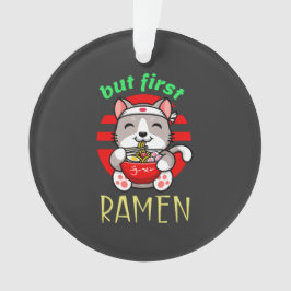 Ornamento Mas primeiro Ramen, gato bonito comendo Ramen.