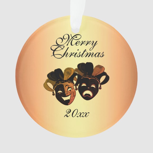 Ornamento Máscaras de Comédia de Natal e Teatro de Tragédia (Frente)