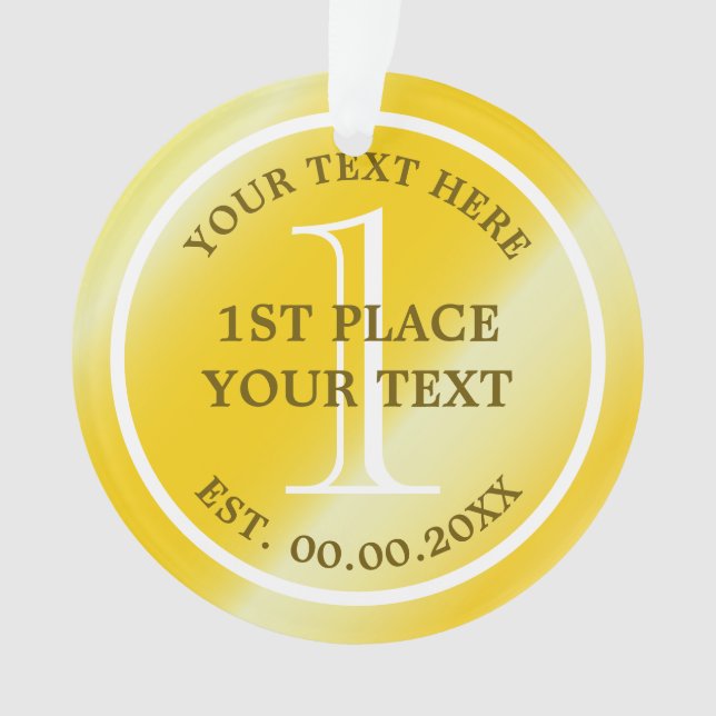 Ornamento Medal de ouro para campeão em primeiro l (Frente)