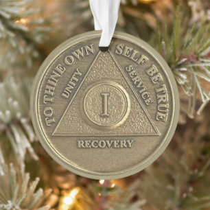 Ornamento Medalhão de Aniversário de 1 Ano de Sobriedade com