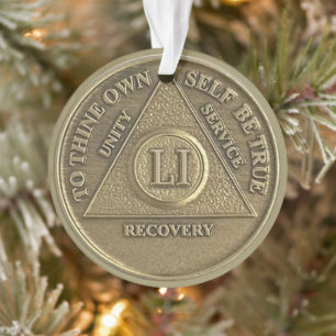 Ornamento Medalhão de Aniversário de 51 Anos de Sobriedade c