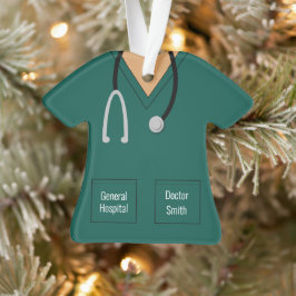 Ornamento Médico ou enfermeiro Green Scrubs Profissão