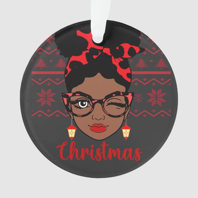 Ornamento Melanin Christmas Winter Black Girl Magic Sista (Frente)