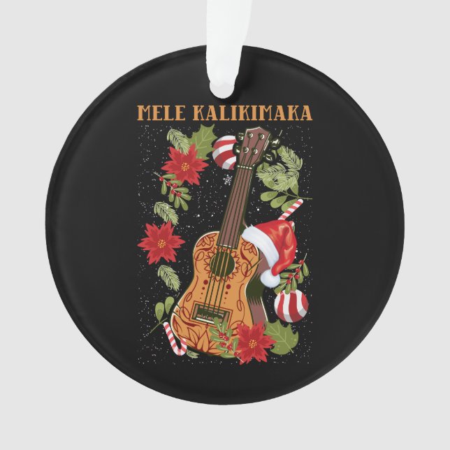 Ornamento Mele Kalikimaka Ukulele Guitar Gift Ugly Ukulele (Frente)