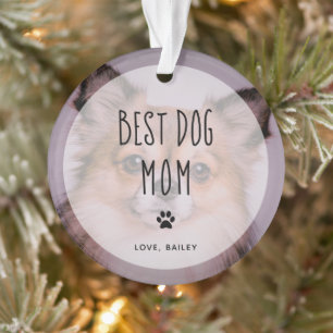 Ornamento Melhor mãe de cachorro Texto manuscrito de duas