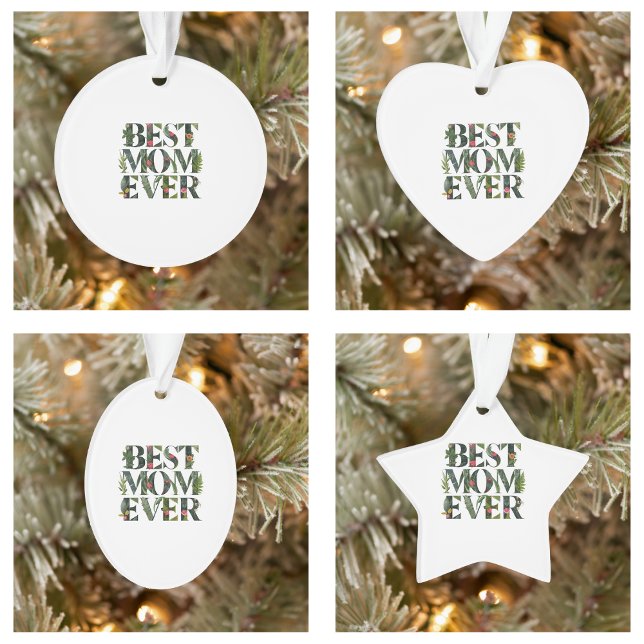 Ornamento Melhor Mãe Moderna, Flores E Plantas Verdes (Modern Best Mom Ever Cute Flowers And Green Plants Ornament)