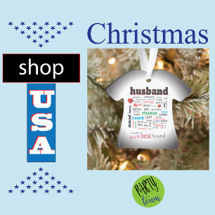 Ornamento Melhor Marido Maravilhosa Nuvem de Palavra A1