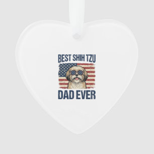 Ornamento Melhor Pai de Shih Tzu Patriótico de Todos os Temp