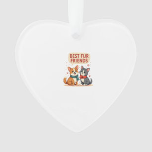 Ornamento Melhores Amigos de Pelos Vintage Gato e Cachorro C
