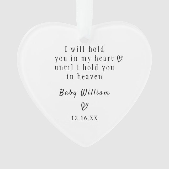 Ornamento Memória Personalizada da Criança Perda Simpatia Gi (Frente)