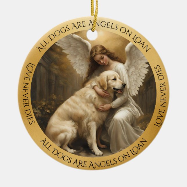 Ornamento Memorial do Anjo para Retriever ouro (Frente)