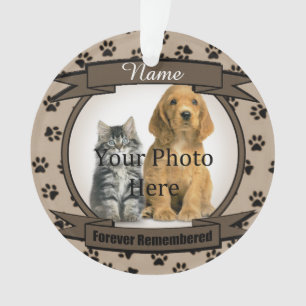 Ornamento Memorial do Cão ou Gato Castanho para Sempre Lemb