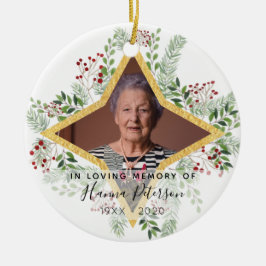 Ornamento Memorial Dourado e floral