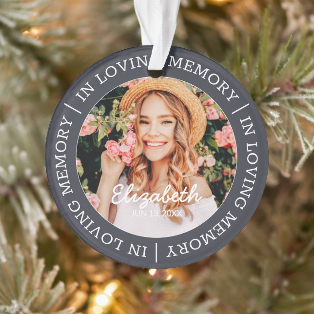 Ornamento Memorial In Loving Memory Modern Custom Photo (Árvore)