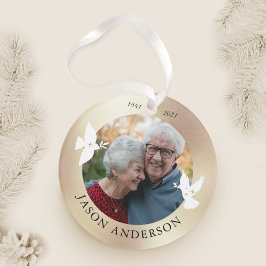 Ornamento Memorial Keepsake White Dove Faux Gold Ornament