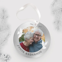 Ornamento Memorial Keepsasaac White Dove Faux Silver