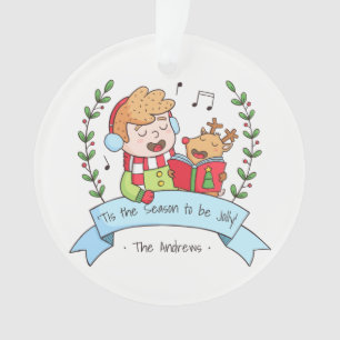 Ornamento Menino e Rena de Natal Ornamentais
