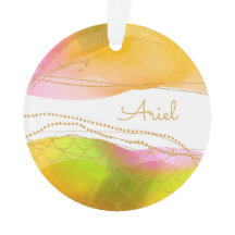 Mermaid Watercolor, nome Dourado Glam Divertido, C