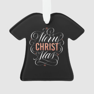 Ornamento Merry CHRISTmas Christian Calliographic Cristo de