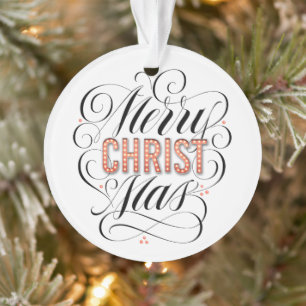 Ornamento Merry CHRISTmas Christian Jesus Caligrafia